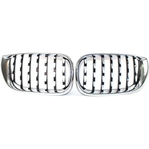 Pair Front Chrome Grill Latest Diamond Metero Style For BMW E46 02-05 3 Series 320i 325i 330i 330xi 325xi 4 Ｄoor Sedan Facelift