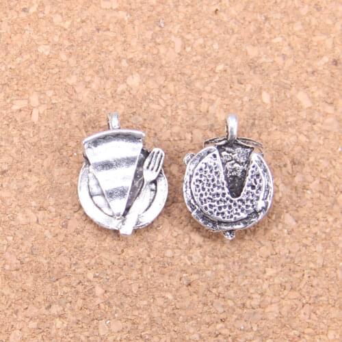 14pcs Charms slice of pie plate fork 19x13mm Antique Pendants,Vintage Tibetan Silver Jewelry,DIY for bracelet necklace