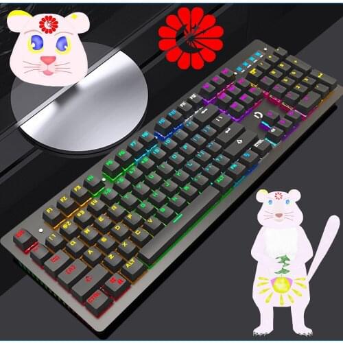 Wired USB 104keys RGB backlit gaming blue switch mechanical keyboard for PC laptop