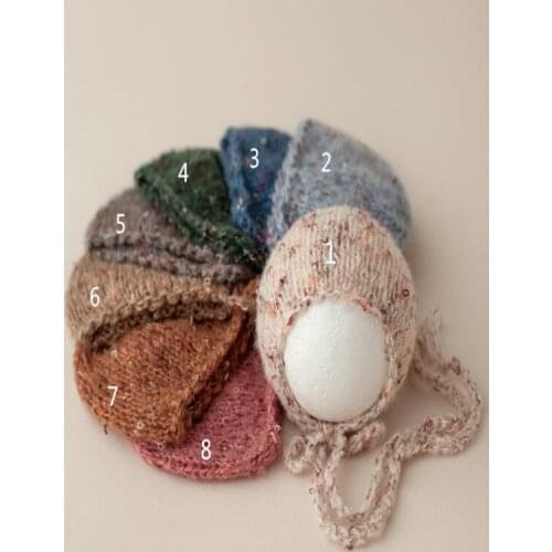 Newborn Photography Props Baby Handmade Wool Knitted Crochet Bonnet Hat Fotografia Accessories Studio Shooting Photo Props