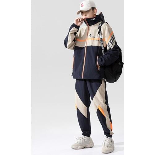 Fashion 2 Pieces Sets Mens Fashion Cargo Tracksuit Men With Pockets Military Jackets And Elastic Waist Pants Suit Male Set