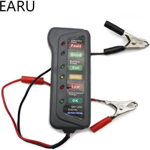 Mini 12V Car Battery Tester Digital Alternator Tester 6 LED Lights Display Car Diagnostic Tool Auto Battery Tester For Car Motor