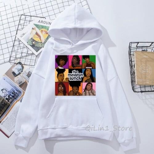 Melanin Poppin hat sweatshirt women black girls print friends hoodie woman winter clothes female friends tv show vogue tracksuit