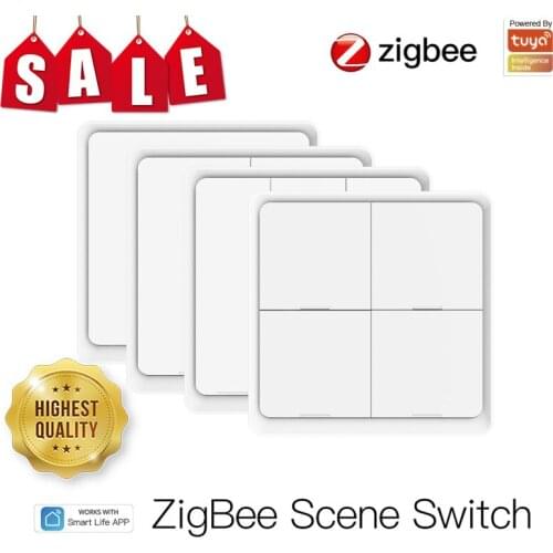 Tuya Smart ZigBee Smart Switch 4 Gang Scenario Scene Switch Support Zigbee Home Assistant SmartThings For Tuya Devices