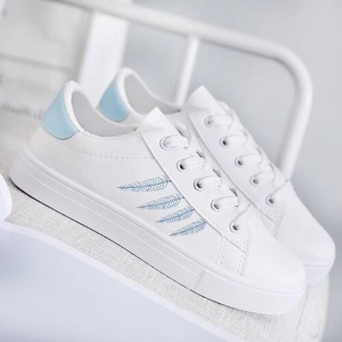 Women Sneakers 2021 Fashion Breathble Vulcanized Shoes Women PU Leather Shoes Women Lace Up Casual Shoes White Canvas