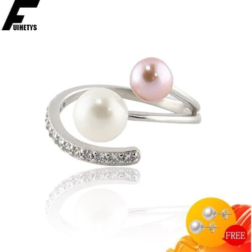 Bali Jelry S925 Sterling Silver Ring Freshwater Pearl Zircon Gemstones Jewelry Accessories Rings for Women Wedding Engagement
