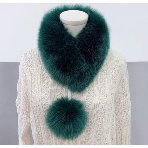 Winter Fluffy Neck Warm Fur Collar Scarf For Women Furry Ring Scarfs Female Long Faux Fox Fur Scarves Female Fur Shawl