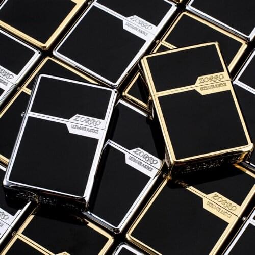 Zorro Pure Copper Windproof Classic Gold Block Personality Men Kerosene Lighter Gifts