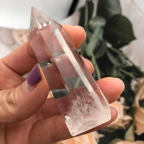 1PC Natural White Crystal Column Quartz Crystal Point Mineral Ornament Healing Wand Family Home Decoration Decoration DIY Gift