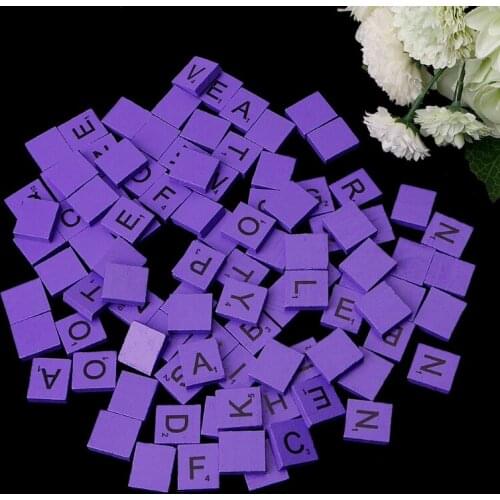100Pcs Wooden Colourful Tiles Mix Letters Varnished Alphabet 4XFA