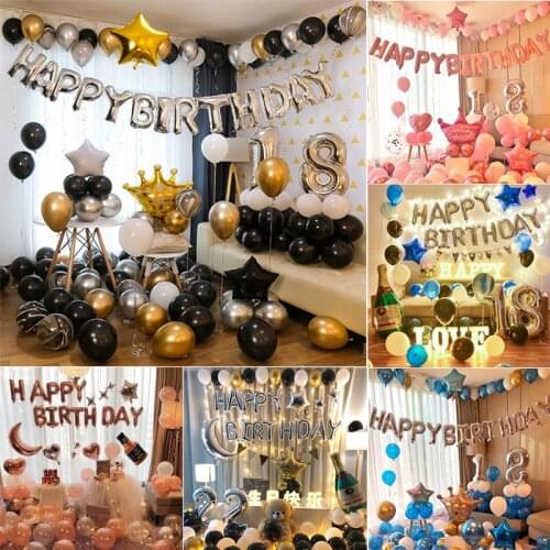 16inch Happy Birthday Foil Balloons Rose Gold Silver Letter Birthday Party Decoration Boy Girl Kids Adult Birthday Decor Balloon