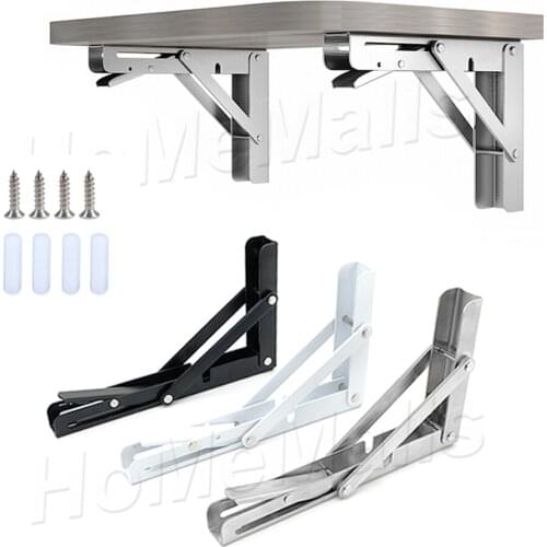 2pcs Triangle Folding Brackets Adjustable Wall Mounted Foldable Angle Shelf Bracket DIY Table Bench Home Improvement Hardware