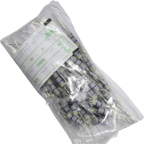 200PCS 3W Carbon Film Resistor 5% 1R ~ 1M 1R 3.3R 4.7R 5.1R 10R 22R 33R 47R 1K 4.7K 10K 47K 68K 100K 1M ohm oxide film resistor