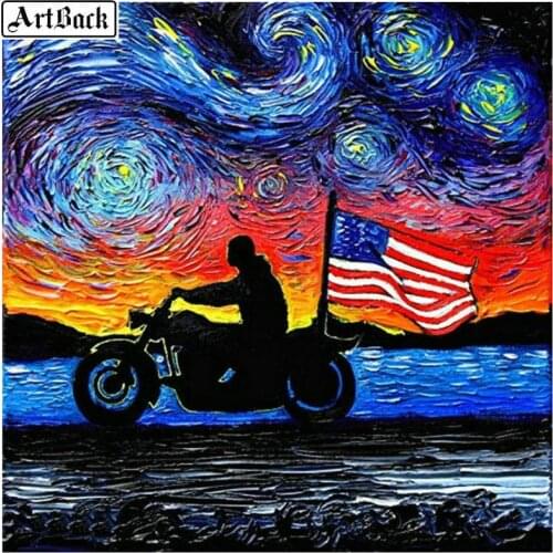 5d diy diamond painting motorcycle flag oil painting icon full square 3d diamond embroidery artwork mosaic wall sticker
