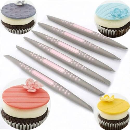 6 Pcs / Set Silicone Pen Pottery Ceramics Clay Tool Flower Sugar Molding Home Kitchen Dining Cake Mold Craft DIY Tools