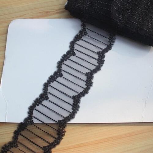 8cm 3.15inch Wide -14Yards/Lot Vintage Black Embroidered Tulle Lace Trim,Mesh Embroidery Lace Trim