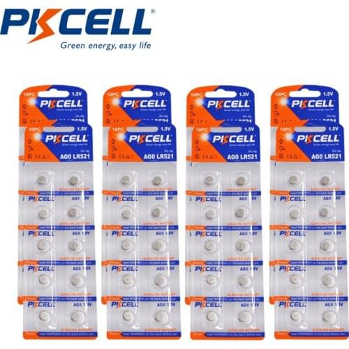 80PCS 8Card PKCELL 100% Original 1.5V AG0 Watch Battery 379 SR521SW SR63 D379 V379 Coin Cell Batteries For Watch Toys Remote