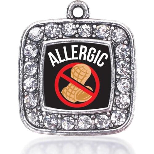 PEANUT ALLERGY PEACOCK FEATHER PEACE LOVE AND NUTRITION STYLE SQUARE CHARM