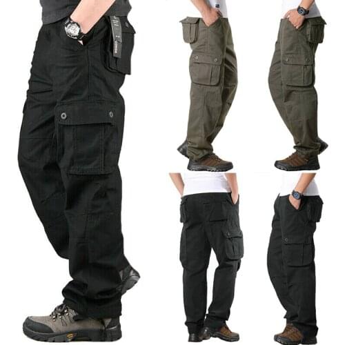 BBYES Mens Pants Man Casual Loose Cargo Long Trousers Male Multi-pocket Pant New Fashion Summer Military Baggy Pants
