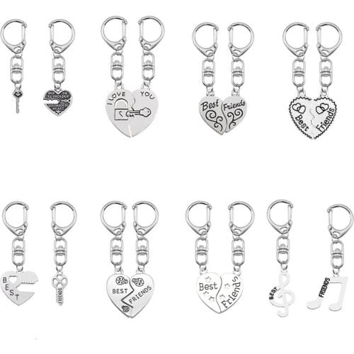 Couple Keychain For Women Girl Heart Shaped Key Note Puzzle Pendant Accessories Charms Best Friend Jewelry Gift Dropshipping