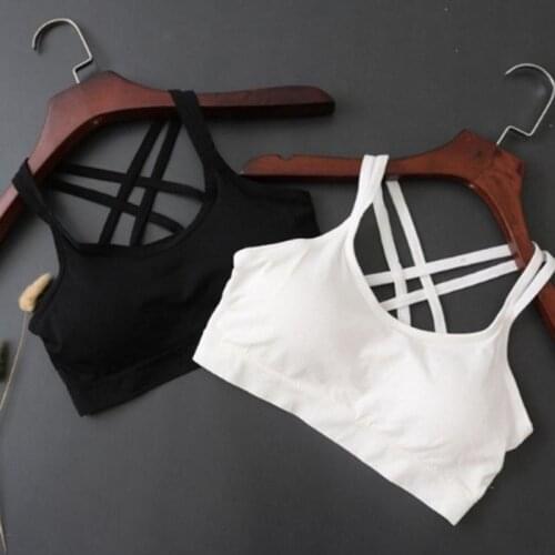 Sexy Padded Sports Bras Cross Straps Sport Bra Top Women Shockproof Breathable Fitness Running Gym Vest Top Sportswear