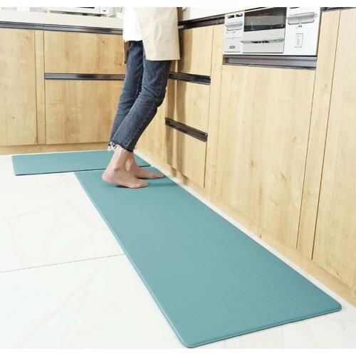 Kitchen Mat Anti-slip Mat Oil-proof Waterproof Solid Color PVC Braided Kitchen Foot Pad Oil-proof Kitchen Foot Pad for Home