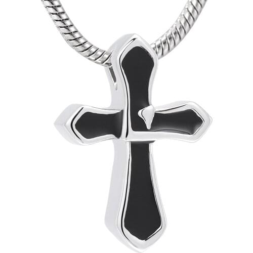 IJD10026 Trendy Stainless Steel Cross Cremation Pendant Memorial Necklace Ashes Holder Urn Funeral Keepsake Jewelry for Men