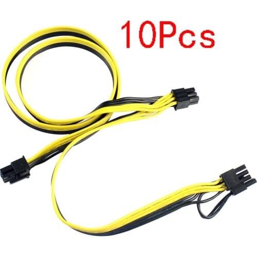 10Pcs Modular PSU Power Supply Cables PCI e 6pin to 8 (6+2) Pin +6Pin PCI Express Internal Power Splitter Ribbon Cable