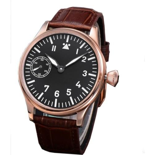 CORGEUT Fashion Brand Mens Black Dial Luminous Marking Top Sapphire Glass 316L Seagull Movement Manual Winding Mechanical Watch