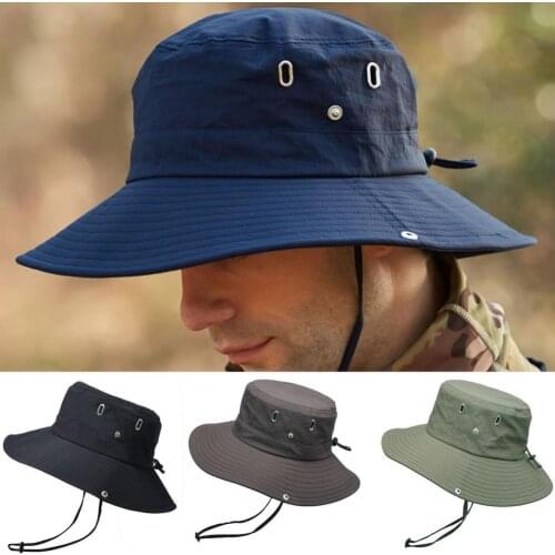 2021 Mens Summer Outdoor Bucket Hat Sun Protection Breathable Fisherman Cap Foldable Casual Wide Brim Bucket Cap Gorras Hombre
