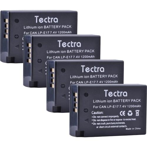 Tectra 4Pcs LP-E17 LP E17 7.4V /1200mAh Li-ion Camera battery For Canon EOS 200D Rebel T6i 750D T6s 760D M3 8000D Kiss X8i