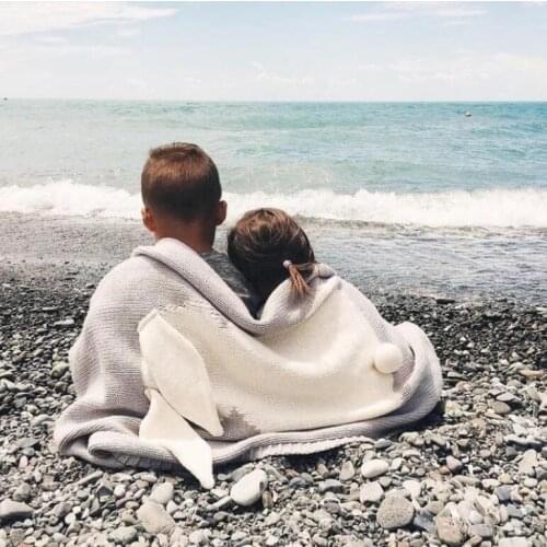 INS Nordic Knitted Blanket Handmade Woolen Blended Soft Baby Blanket Newborn Cartoon Rabbit Baby Swaddle Sofa Blanket 105*75cm