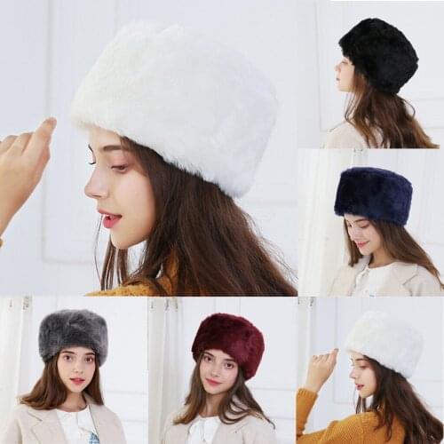 Winter Hats Fashion Women Winter Faux Fur Retro Solid Thick Warm Solid Earmuffs Woollen Hat Ear Protect Furry Cap шапка кепка
