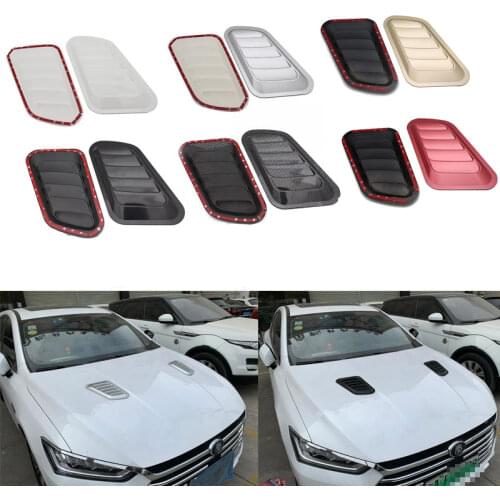 1pcs Universal Fit Car Sticker ABS Plastic Silver/Black/White/Carbon Fiber Decorative Air Flow Intake Bonnet Vent Cover Hood