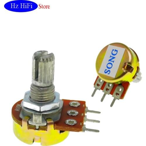 3PCS A10K High quality audio amplifier amp volume Rotary Potentiometers 16-type 10K RK163 handle length 15MM flower axis