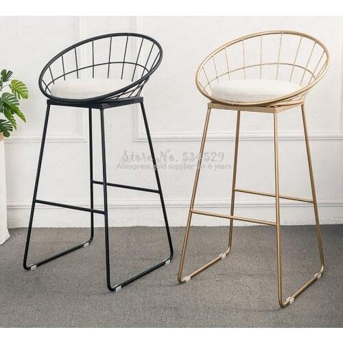 30%Nordic Bar Stool Wrought Iron Cashier High Stool Modern Minimalist Back Bar Chair Creative Personality Bar Chair
