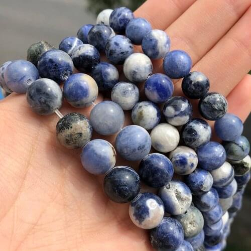 4 6 8 10 12mm Natural Stone Smooth Blue Sodalite Jaspers Round Beads For Jewelry Making DIY Pearls Bracelets Earrings Supplies