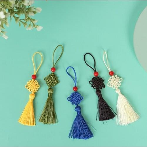 5Pc Red Bead Mini Chinese Knot Tassel DIY Jewelry Accessories Home Decor Pendant
