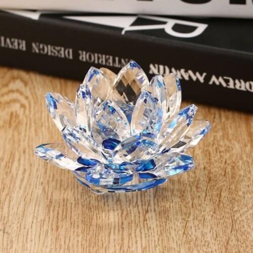 80mm Crystal Lotus Flower Crafts Ornaments Office Home Wedding Party Decoration Perfect Gift Souvenir Exquisite Workmanship