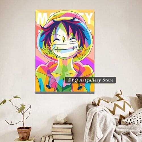 Abstract Modular Canva Painting Poster Print Hat Luffy Sofa Wall Art Picture Home Decor Living Room Anime