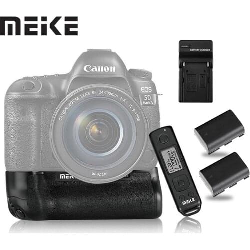 Meike MK-5D4 PRO Battery Grip With 2.4G Wireless Remote for Canon 5D Mark IV as BG-E20 with LP-E6 Battery and Charger