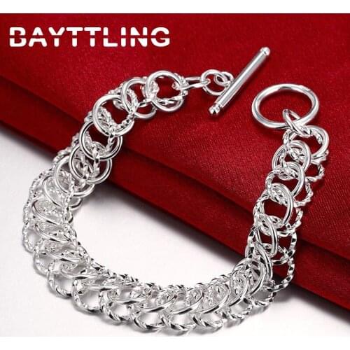 BAYTTLING 21cm 925 Sterling Silver Fine Multi-ring TO Bracelet For Woman Fashion Wedding Party Gift Christmas Jewelry