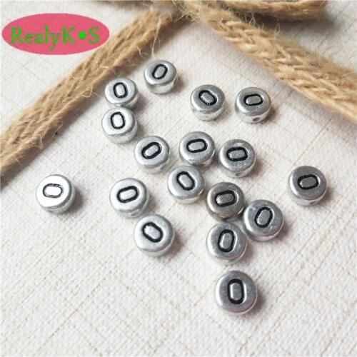 Free Shipping 4*7MM Silver Letter Beads 500pcs 3600pcs/Lot Single English Character Initial O Printing Plastic Alphabet Beads