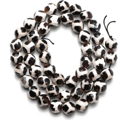 Wholesale Black Tibetan Dzi Old Onyx Natural Stone Beads 8mm 10mm 12mm Loose Beads for Jewelry Making Accessories Bracelet DIY