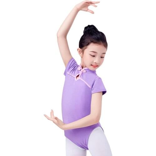 Children Ballet Dance Practice Clothes Chinese Classical Cheongsam Style Leotards Summer Girls Ballet Dance Practice Jumpsuits