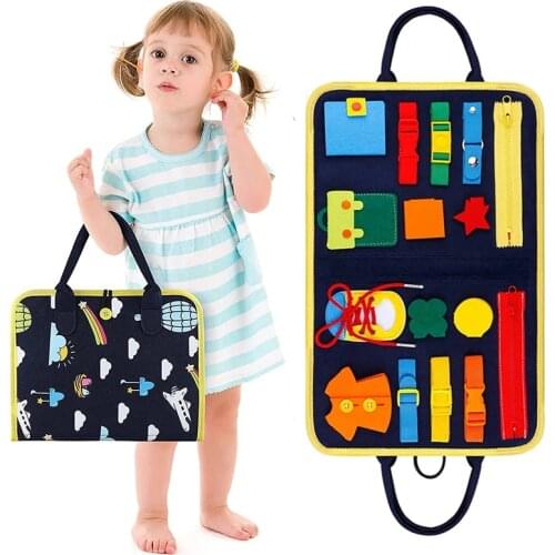 Kids Busy Board Buckle 1-5 Years Old Zip Button Lace Up Tool Toy Montessori Early Education learing Kids Sensory Toy