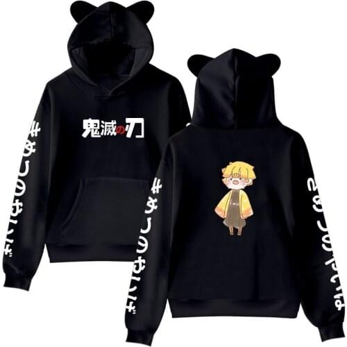 Streetwear Classic Kpop Anime Demon Slayer Kids Hoodies Hooded Cat Ears Sexy Kids Children Casual Boys/girls Harajuku Clothing