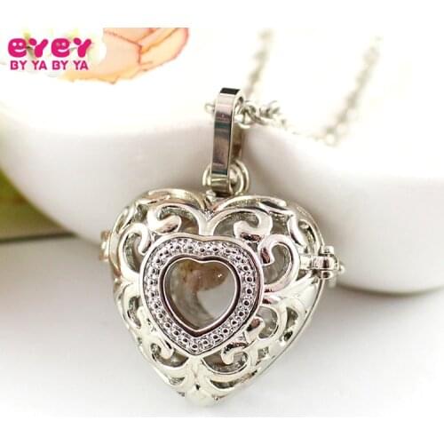 1PC Heart Filigree Hollow Cage Locket Pendant with glass ball Memory Locket Pendant Cremation Jewelry Fillable Jewelry