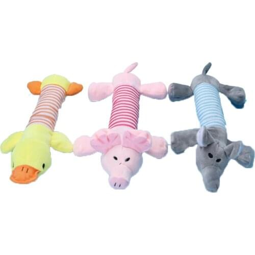 Pet Dog Toy Funny Cat Plush Toys Squeak Chew Sound Toy for Dog Fleece Durability Elephant Duck Pig Plush Companition Toys