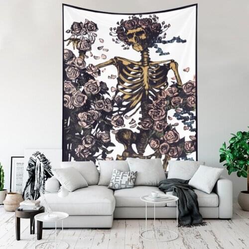 Indian Mandala Skull Pattern Tapestry Wall Hanging Sandy Beach Throw Rug Blanket Camping Travel Mattress Bohemian Pad Tapestry